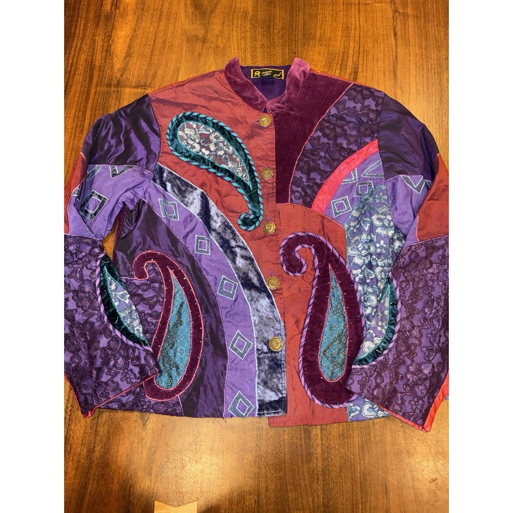Mirasol Womens Vintage Boho Tapestry Jacket M Art To Wear 90s Brocade Topper